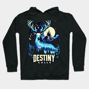 Destiny Calls - Mystical Stag by the Full Moon Hoodie